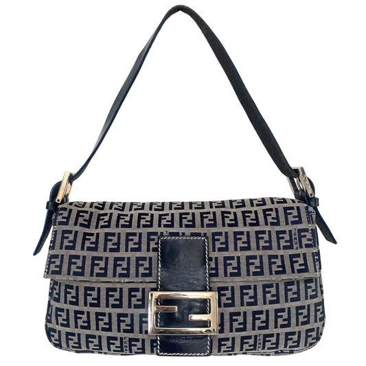 FENDI Zucchino Navy Baguette Shoulder Bag, in , Sold by HIVE PRELOVED - Shoulder Bags, ,