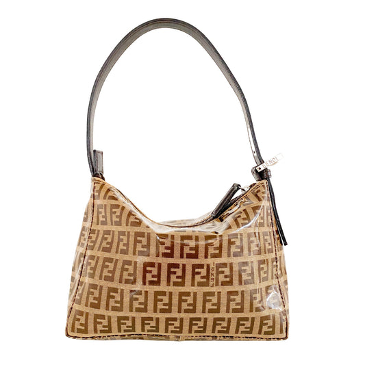 FENDI Zucchino Shoulder Bag, Vinyl in Brown, Sold by HIVE PRELOVED - Handle Bags, Mini bags, Shoulder Bags