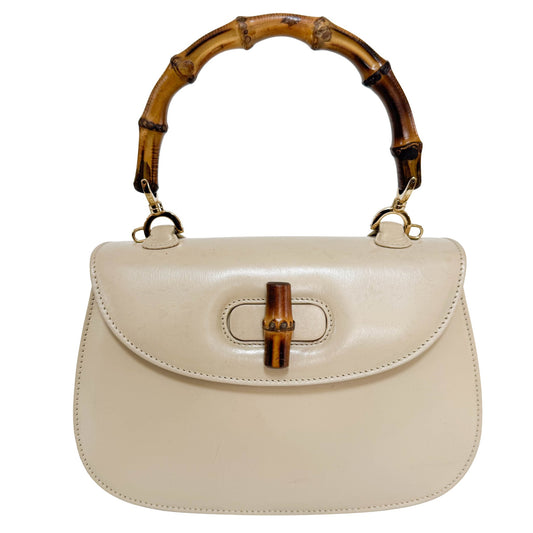 GUCCI Bamboo Handle Ivory Cream Leather Handle Bag, in , Sold by HIVE PRELOVED - Handle Bags, ,