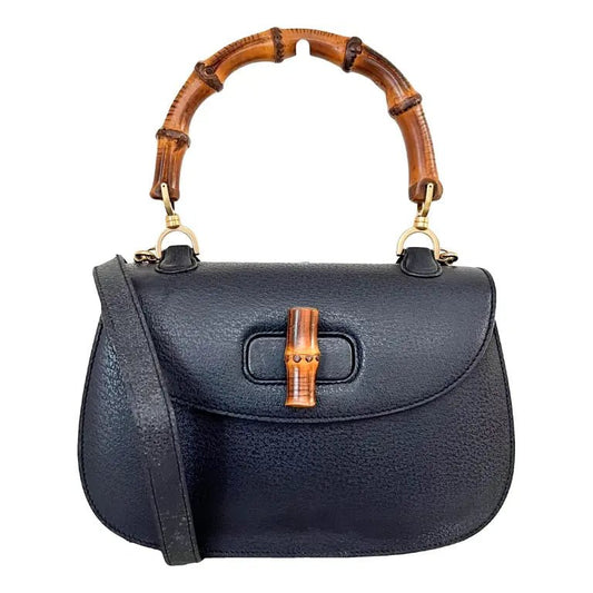 GUCCI Bamboo Leather Handbag, Navy in Leather (unspecified), Sold by HIVE PRELOVED - , ,