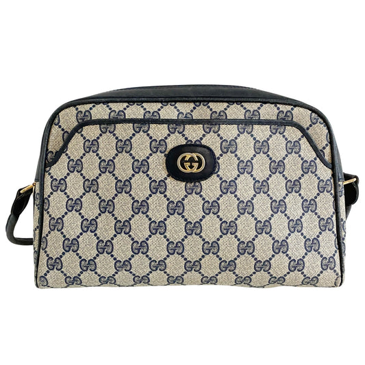 GUCCI GG Canvas Crossbody Bag, Coated Canvas in Navy, Sold by HIVE PRELOVED - Crossbody bags, ,