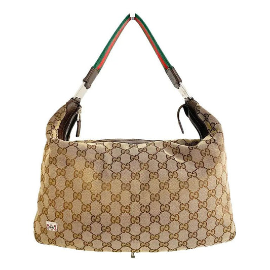 GUCCI Hobo Cloth Handbag, Brown in Cotton Canvas, Sold by HIVE PRELOVED - , ,