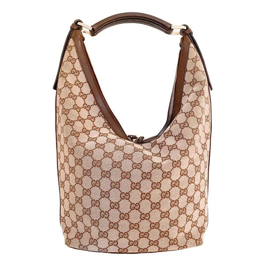 GUCCI Hobo Cloth Handbag, Brown in Cotton Canvas, Sold by HIVE PRELOVED - , ,