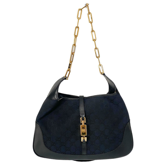 GUCCI Jackie Black GG Canvas Gold Chain Hardware Shoulder Bag, in , Sold by HIVE PRELOVED - Shoulder Bags, ,