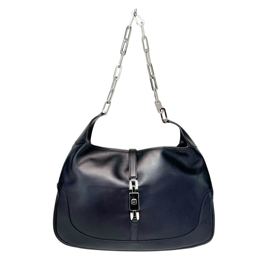 GUCCI Jackie Black Leather Silver Chain Shoulder Bag, in , Sold by HIVE PRELOVED - Shoulder Bags, ,