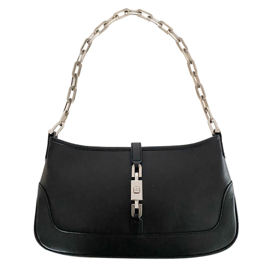 GUCCI Jackie Mini Black Leather Silver Chain, in , Sold by HIVE PRELOVED - Shoulder Bags, ,