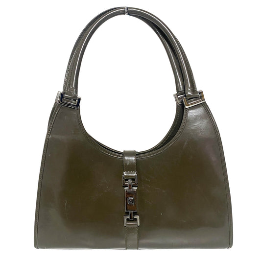 GUCCI Jackie Patent Leather Khaki Shoulder Bag, in , Sold by HIVE PRELOVED - Handle Bags, Shoulder Bags,