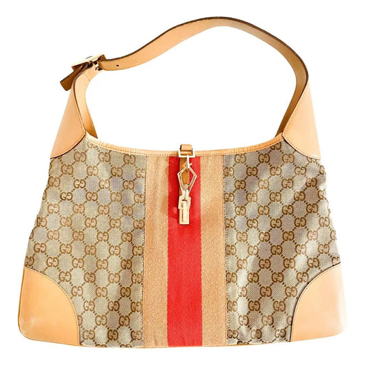 GUCCI Jackie Vintage Cloth Handbag, Neutral in Cotton Canvas, Sold by HIVE PRELOVED - , ,