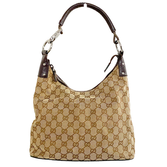 GUCCI Monogram Canvas Shoulder Bag, Cotton Canvas in Brown, Sold by HIVE PRELOVED - Shoulder Bags, ,