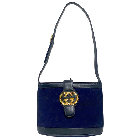 GUCCI Old Gucci GG Logo Navy Canvas Shoulder Bag, in , Sold by HIVE PRELOVED - Shoulder Bags, ,