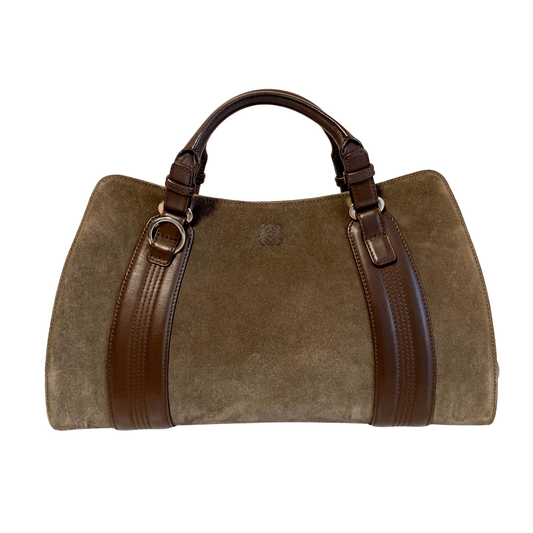 LOEWE Camoscio Brown Suede Anagram Handbag, in , Sold by HIVE PRELOVED - Handle Bags, ,