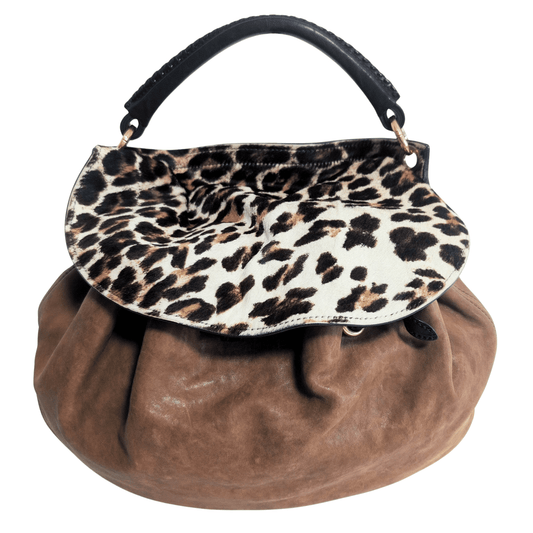 MIU MIU Vintage Brown Leather Leopard Pony Hair Hobo Shoulder Bag, in , Sold by HIVE PRELOVED - Shoulder Bags, ,