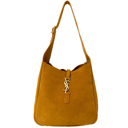 SAINT LAURENT Le 5 à 7 Supple Small Suede Shoulder Bag Caramel Brown, in , Sold by HIVE PRELOVED - Bucket bags, Shoulder Bags,