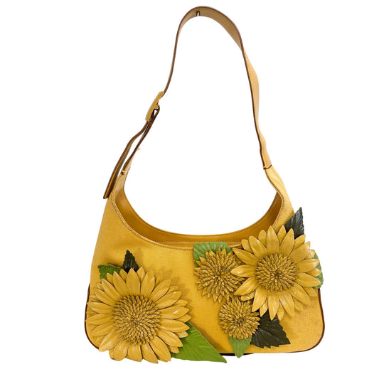 SALVATORE FERRAGAMO Sunflower Patterned Yellow Leather Handbag, in , Sold by HIVE PRELOVED - Shoulder Bags, ,